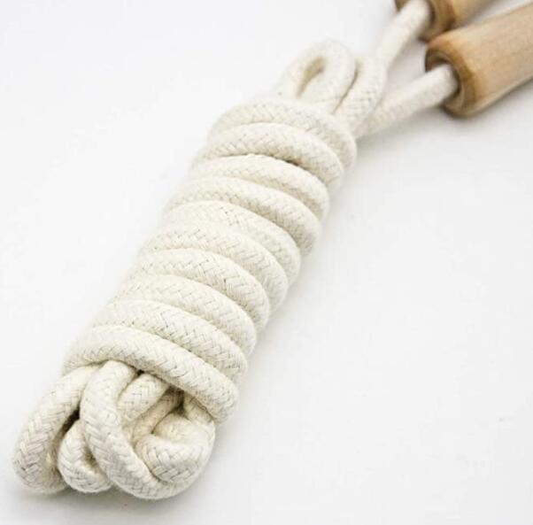 Bomull flätat trähandtag hopprep för barn