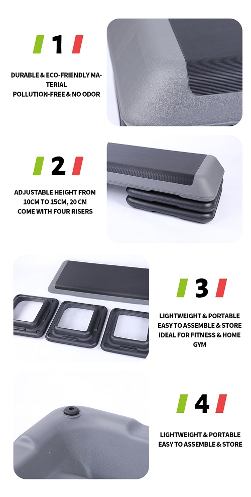 Justerbart Step Board Fitness Plastic billig aerob stegplattform