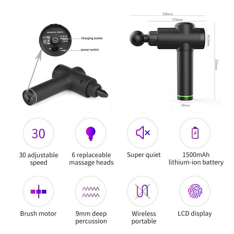 6 huvuden massage pistol