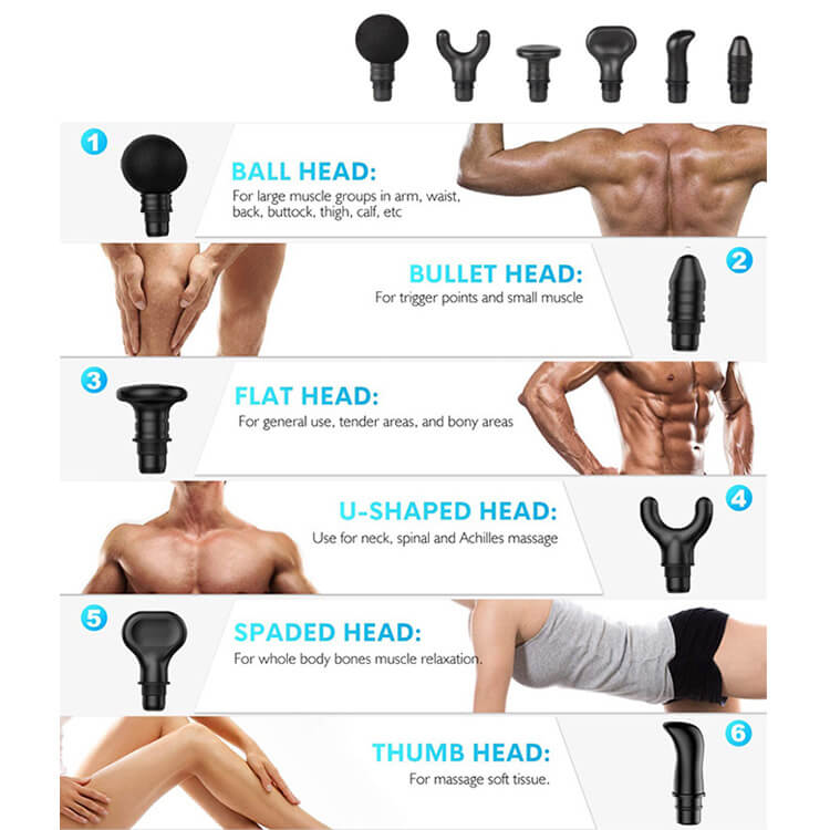 6 huvuden massage pistol