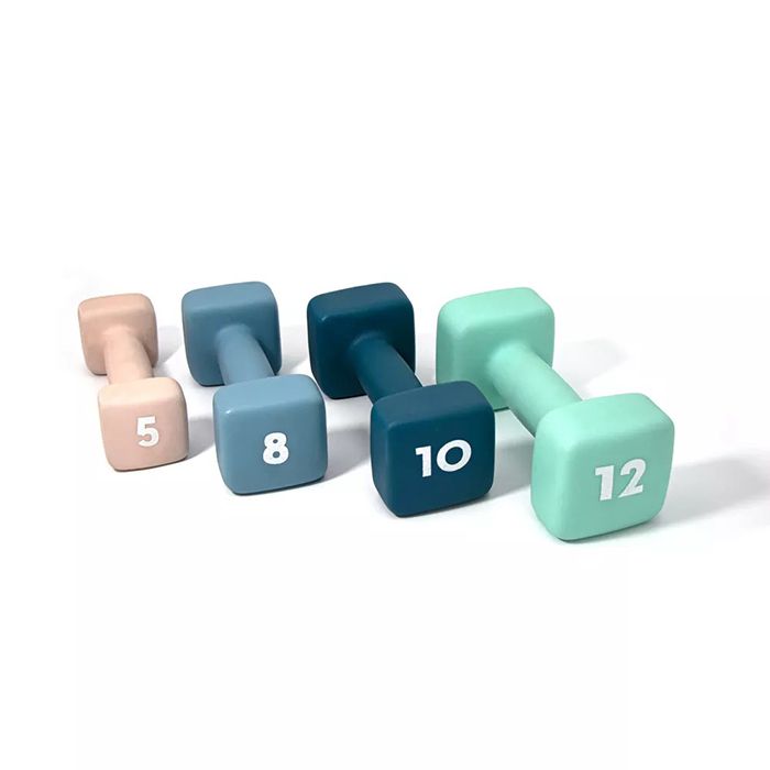 Partihandel damer färg neopren gjutjärn fyrkantiga hantlar