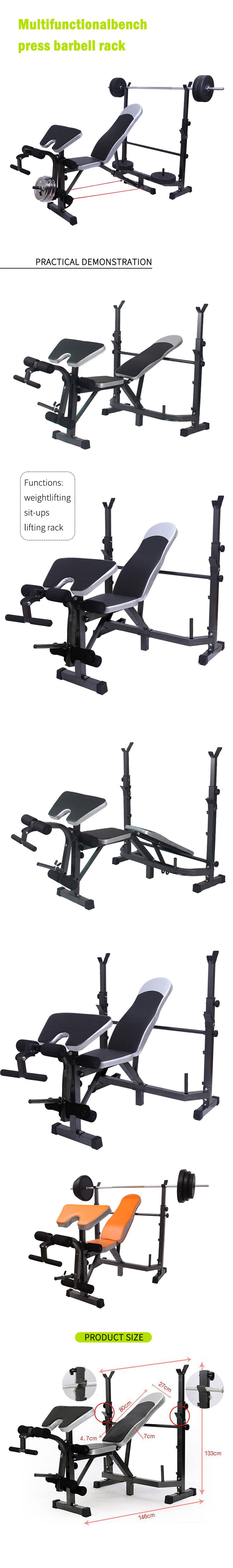 Justerbar multifunktionell bänkpress skivstångsställ