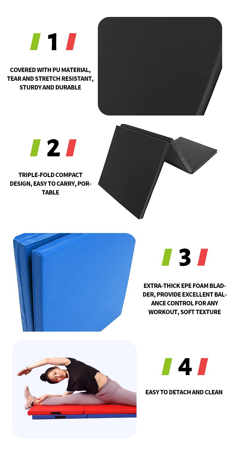 Fällbar förtjockad gymnastik träningsmatta