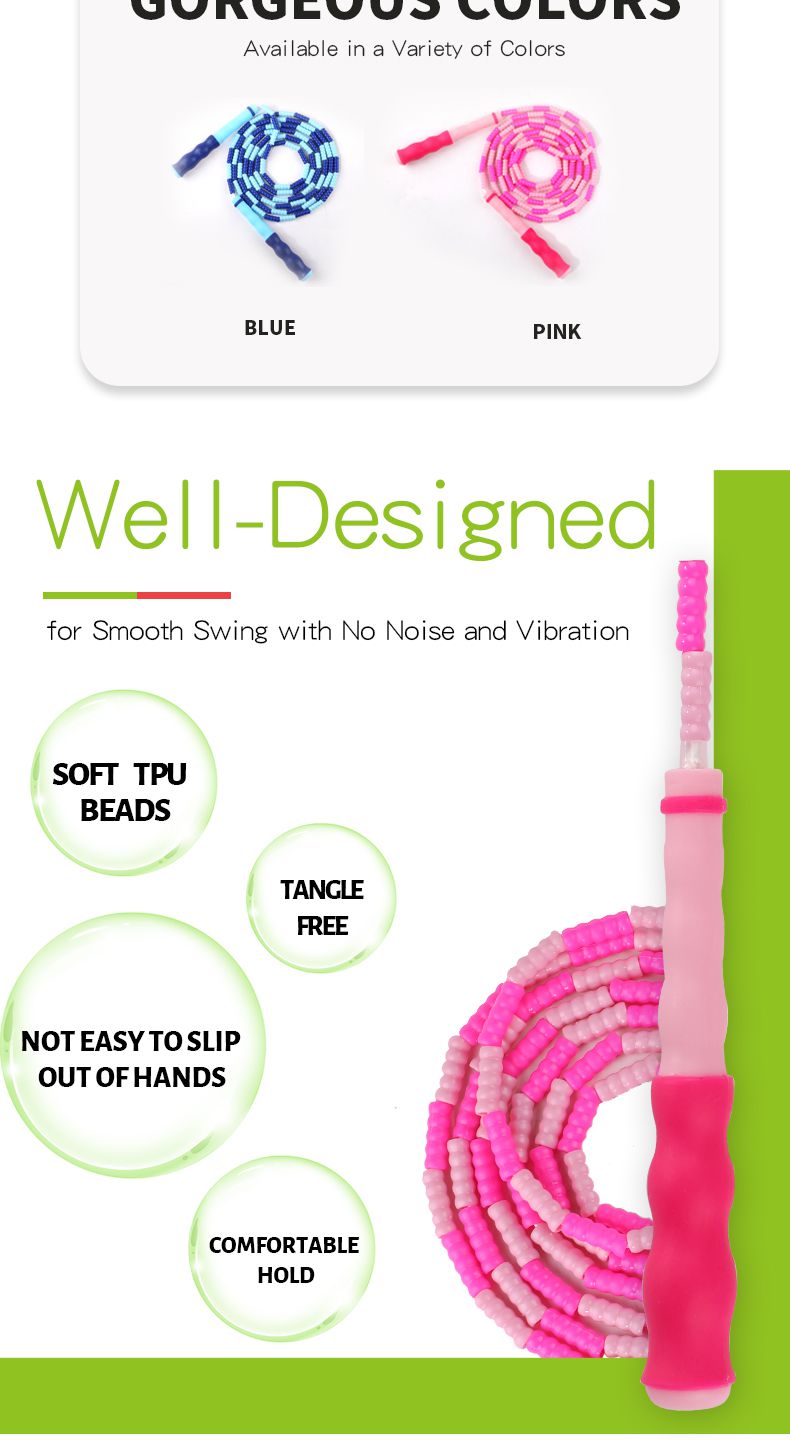 Mjuk pärlstav gratis segmenterat hopprep