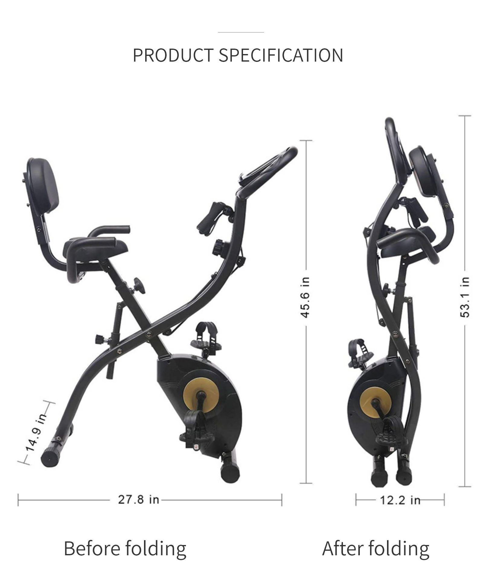 Fällbar träningscykel
