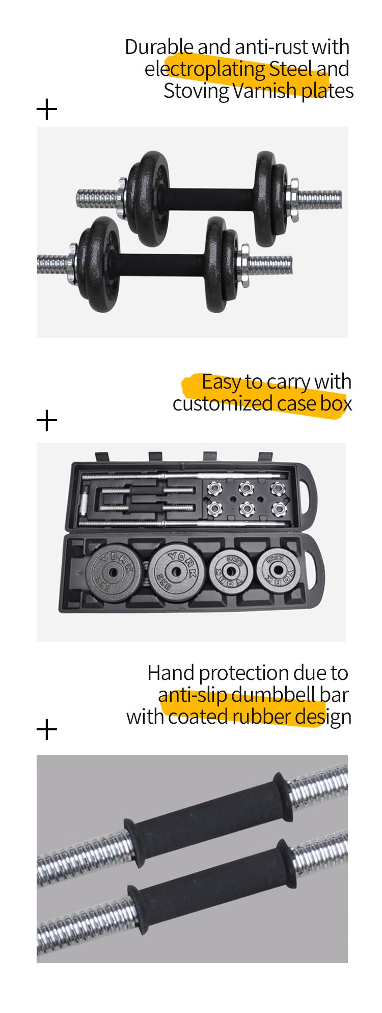 Partihandel multifunktionell järngjutfärg hantel skivstångssats