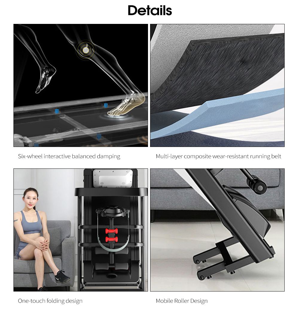 Fitness Small Folding Freadmill Hushåll Multifunktionell Mini Electric Sports Equipment Walking Machine