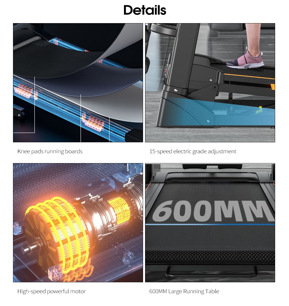 Elektronisk intelligent fitness löpband LED Display multifunktionell sport löpband