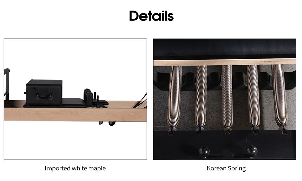 Kroppsträning kärna säng lönn trä pilates reformator med inre fotstöd