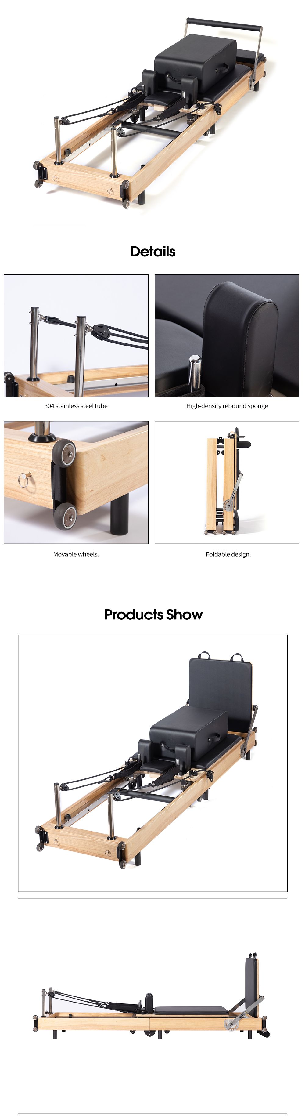 No-joint ek vikbar pilates reformator