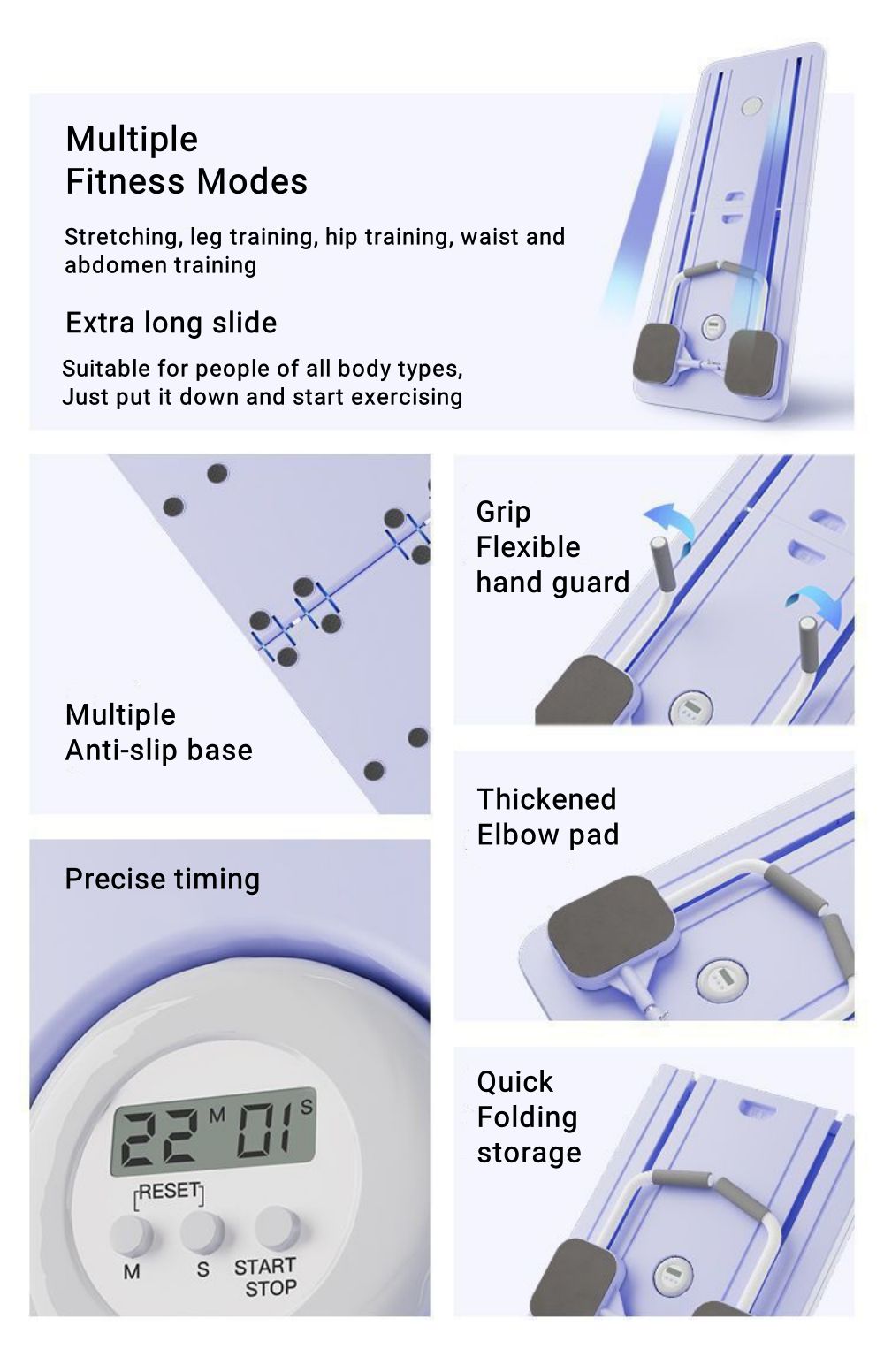 5-i-1 multifunktionell vikbar Pilates Abdominal Board