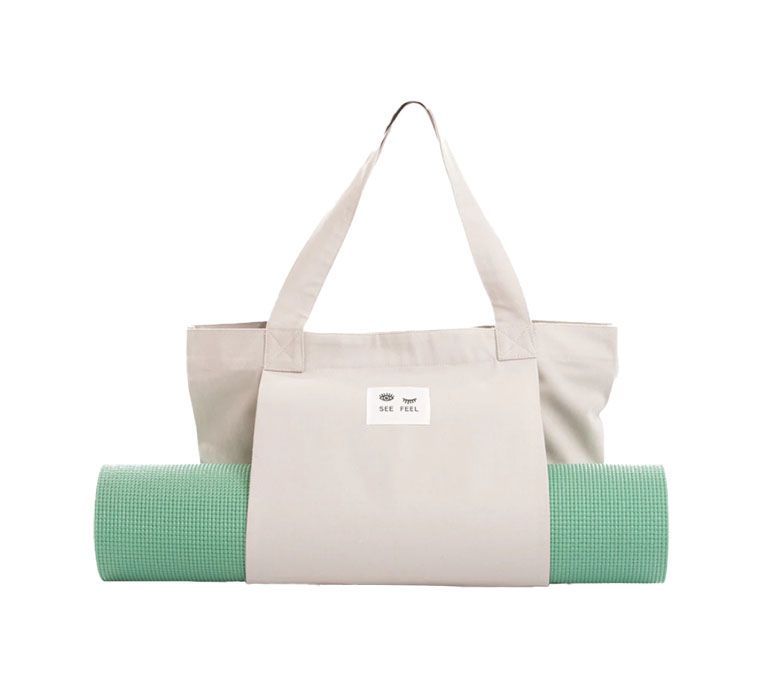 Canvas Tygväska med yogamatt bärficka