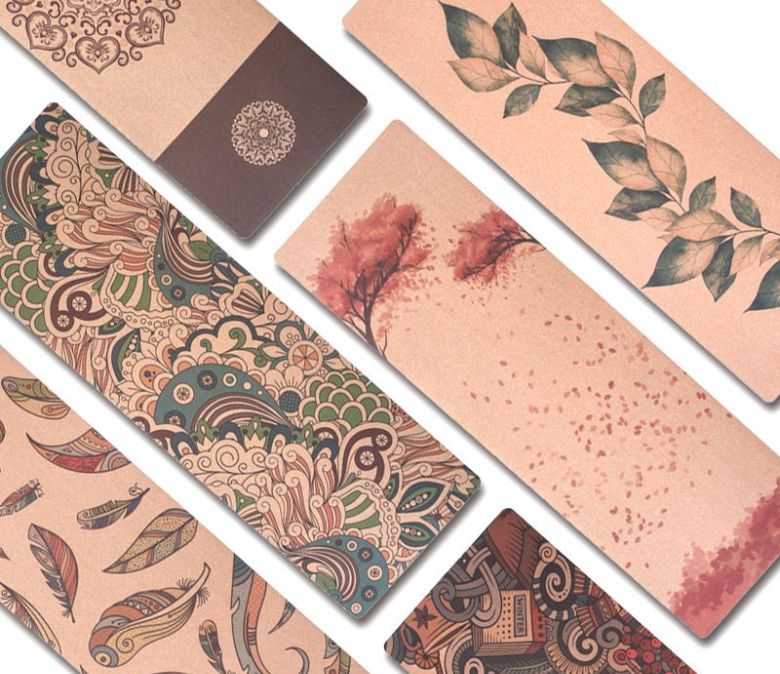 Botanisk tryckt naturligt korkgummi yogamatta