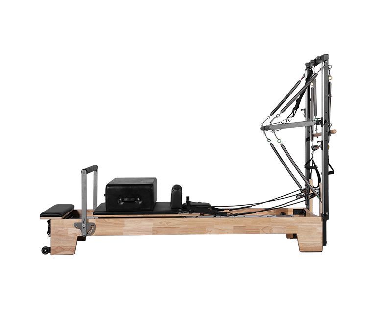 Deluxe Oak Wood Pilates reformator med halv trapes