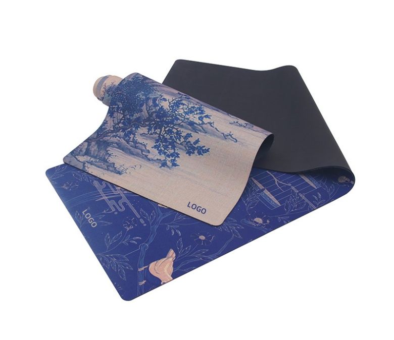 Naturgummi+linne yogaövningsmatta