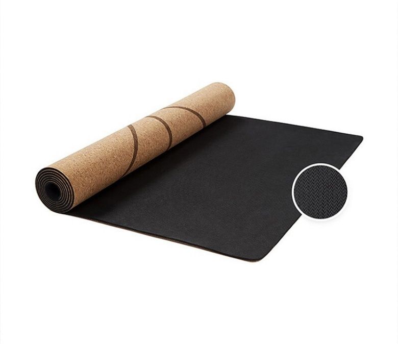 Studioklass Cork Rubber Yoga Mat med inriktningslinjer