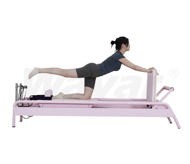 Ny Rosa Stål Pilates Reformer Med Inbyggd Fotstång